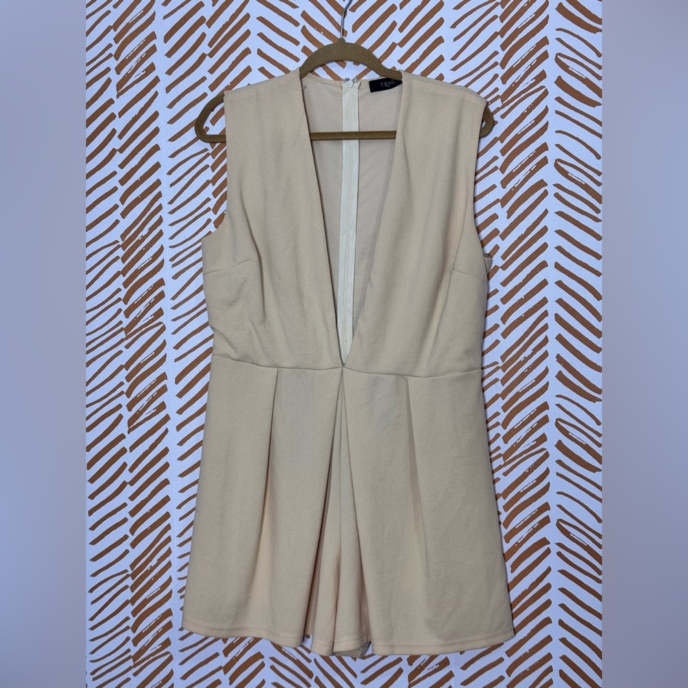Trac Beige V-Neck Romper